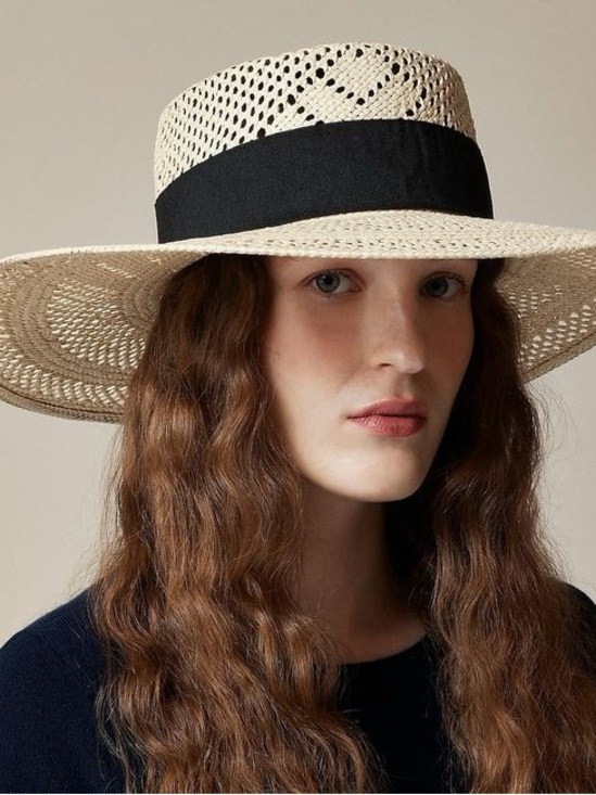 J. Crew Accessories - J.Crew Wide-brim boater hat with ribbon CI085